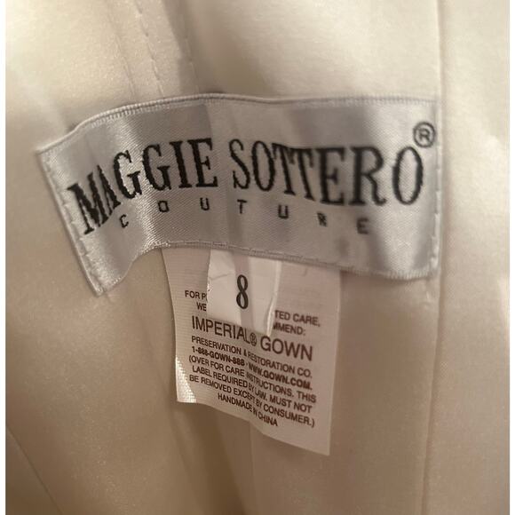 NWOT Maggie Sottero Satin Strapless Corset Fit Flare Wedding Dress Gown 8 10 12 - Picture 12 of 13